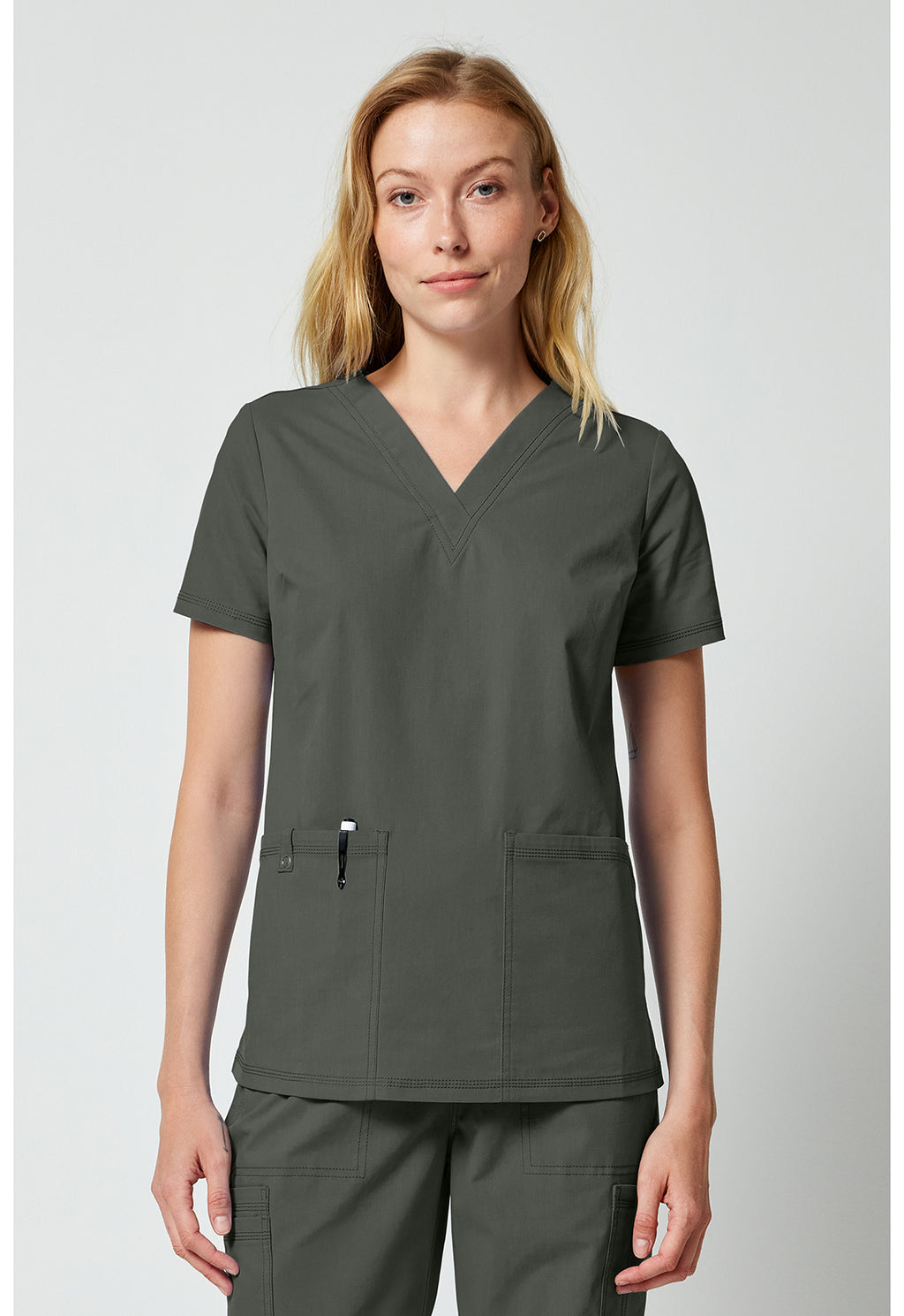 Women’s V-Neck Scrub Top – DK FORGE DK856 | Modern Fit Medical Uniform Top