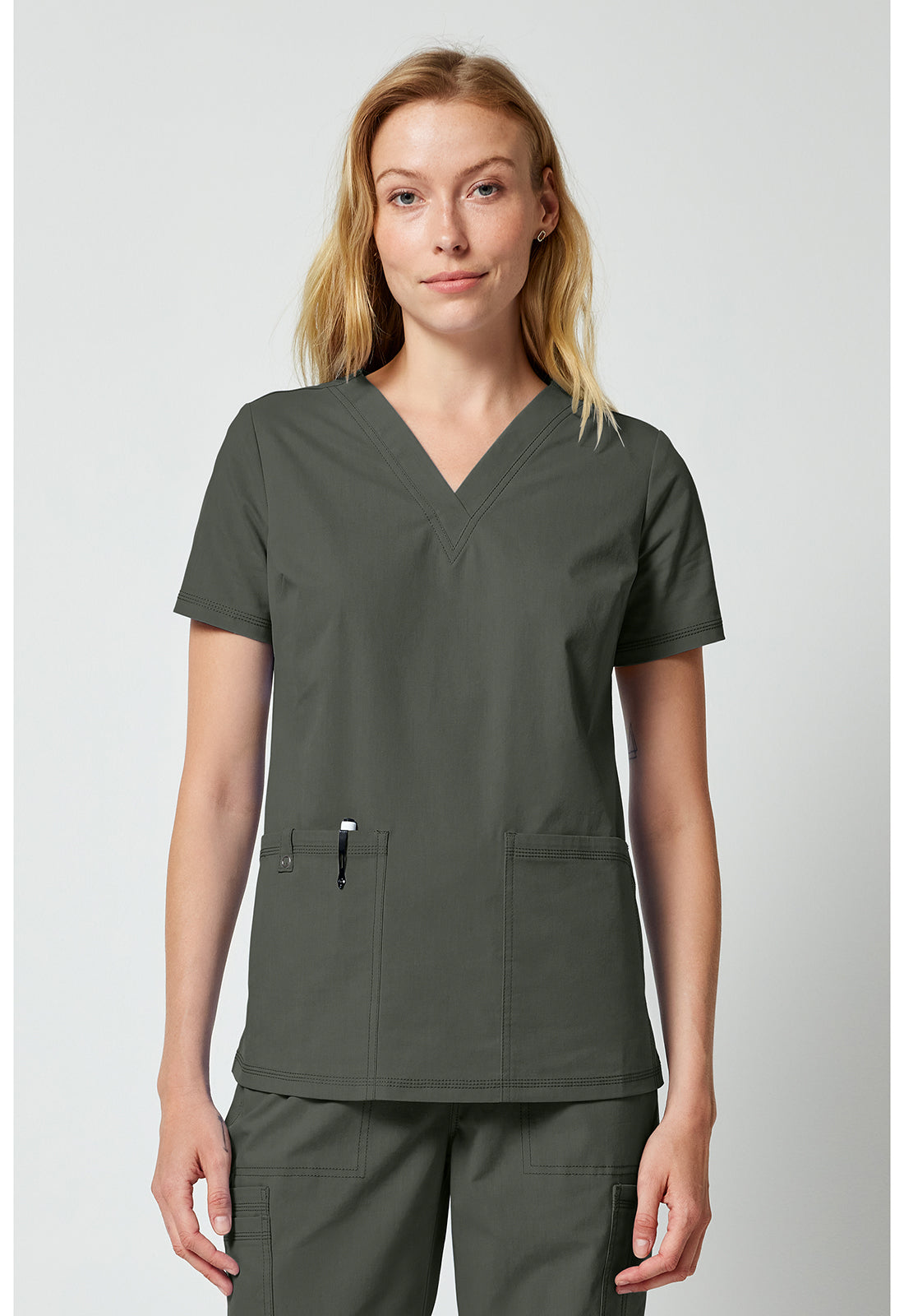 Women’s V-Neck Scrub Top – DK FORGE DK856 | Modern Fit Medical Uniform Top
