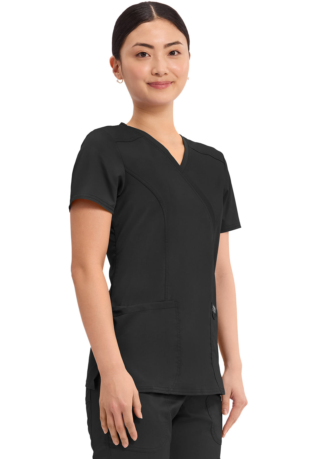 Cherokee Mock Wrap Top in Black WW610