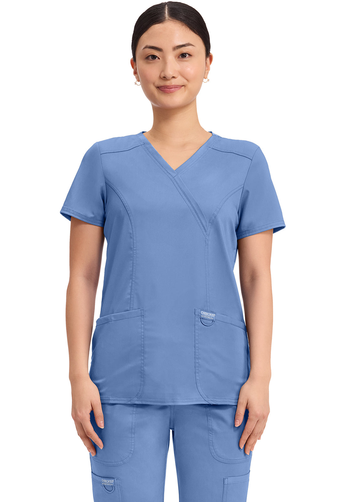 Cherokee Mock Wrap Top in Black WW610